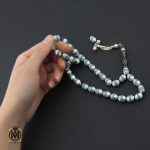 5 تسبیح 33 دانه یسر اکسترا، نقره و فیروزه مصری مرصع کاری زیبا و ارزشمند - کد 4178 - تصویر 5
