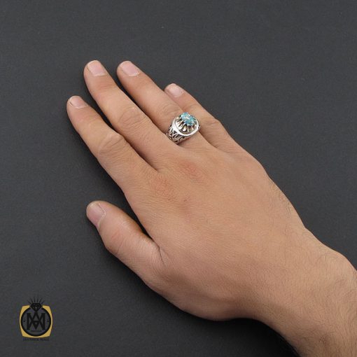 انگشتر فیروزه نیشابوری مردانه - کد 10085 - تصویر 5
