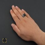 انگشتر عقیق مشکی مردانه - کد 10157 - تصویر 5