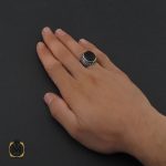 5 انگشتر عقیق مشکی مردانه - کد 10152 - تصویر 5