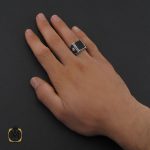 انگشتر عقیق مشکی مردانه - کد 10155 - تصویر 5