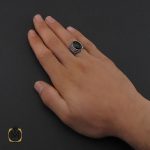 انگشتر عقیق مشکی با رکاب نقره مردانه - کد 10154 - تصویر 5