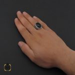 انگشتر عقیق مشکی با رکاب نقره مردانه - کد 10156 - تصویر 5