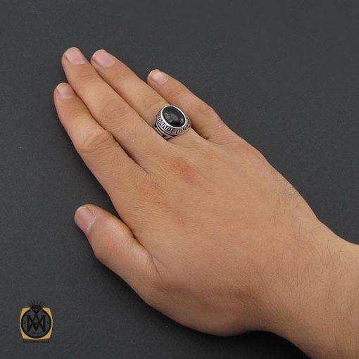 5 انگشتر عقیق مشکی مردانه - کد 10161 - تصویر 5