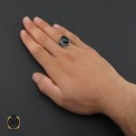 انگشتر عقیق مشکی مردانه اصل و معدنی - کد 10165 - تصویر 5