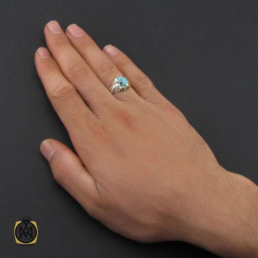 5 انگشتر فیروزه نیشابوری مردانه  - کد 10175 - تصویر 5