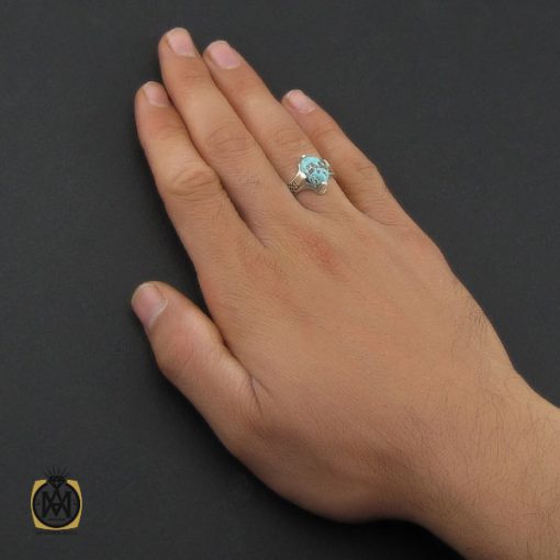 انگشتر فیروزه نیشابوری مردانه  - کد 10176 - تصویر 5