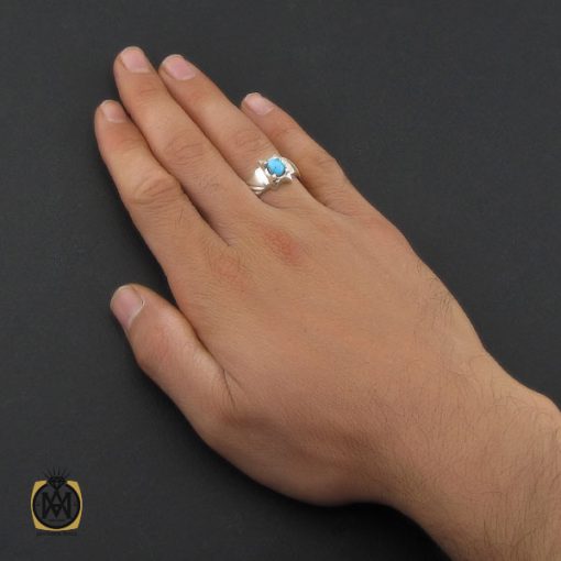 5 انگشتر فیروزه نیشابوری مردانه  - کد 10177 - تصویر 5