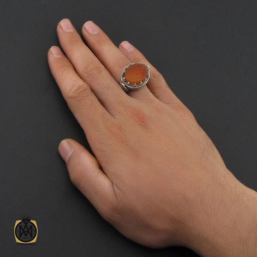 5 انگشتر عقیق یمن با حکاکی اللهم الرزقنی شفاعه الحسین مردانه استاد حیدر - کد 10189 - تصویر 5