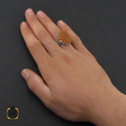5 انگشتر عقیق یمن با حکاکی احب الله من احب حسینا مردانه - کد 10191 - تصویر 5