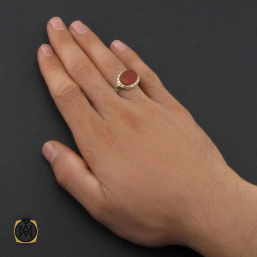 5 انگشتر عقیق یمن با حکاکی ومن یتق الله مردانه - کد 10192 - تصویر 5