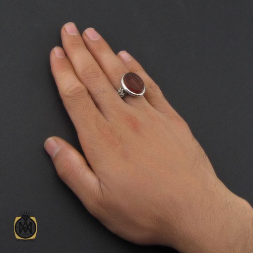 انگشتر عقیق یمن با حکاکی رب نجنی بمحمد و علی مردانه - کد 10194 - تصویر 5