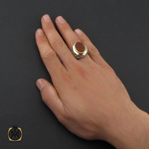 انگشتر عقیق یمن با حکاکی یا قادر المتعال مردانه - کد 10196 - تصویر 5