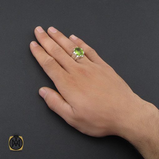 انگشتر زبرجد خوش رنگ مردانه - کد 10091 - تصویر 5