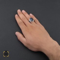 انگشتر عقیق سلیمانی مردانه - کد 10100 انگشتر عقیق سلیمانی مردانه - کد 10100