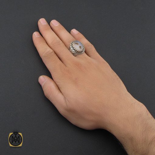 انگشتر عقیق شجر مردانه خوش نقش - کد 10104 - تصویر 5