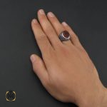 5 انگشتر عقیق یمن با حکاکی یا علی قلمزنی مردانه - کد 10119 - تصویر 5