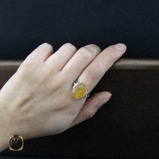 انگشتر عقیق یمن زنانه با حکاکی شرف الشمس طرح نیکا - کد 2114 - تصویر 5