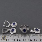 8 سرویس یاقوت کبود اصل پر نگین طرح پرستو زنانه - کد 7179 - تصویر 8