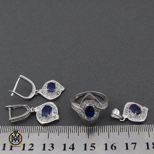 8 سرویس یاقوت کبود اصل پر نگین طرح پرستو زنانه - کد 7179 - تصویر 8