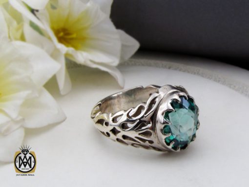 انگشتر توپاز سبز مردانه دست ساز - کد 10299 - تصویر 6