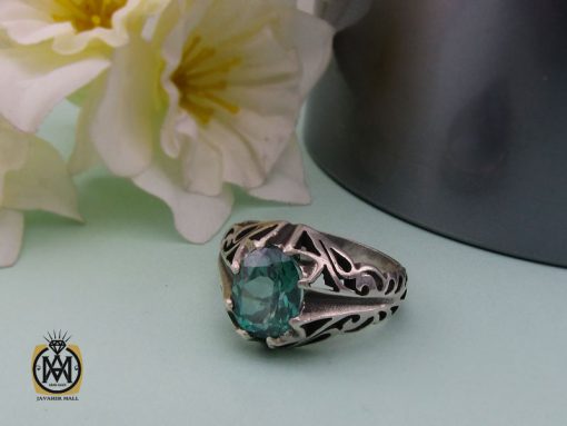 00 انگشتر توپاز سبز مردانه - کد 10300 - تصویر 6