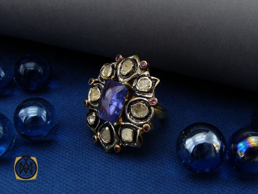 انگشتر الماس و تانزانایت طرح آوا زنانه - کد 2145 - تصویر 7