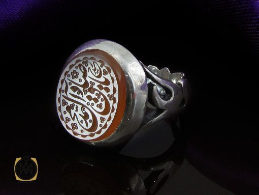 انگشتر عقیق یمن با حکاکی یا صادق آل محمد مردانه - کد 10215 - تصویر 6