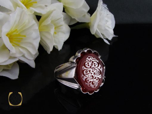 انگشتر عقیق یمن با حکاکی علی مع الحق و الحق مع علی مردانه هنر دست استاد شرفیان - کد 10315 - تصویر 6