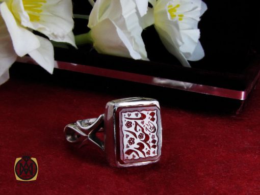 انگشتر عقیق یمن با حکاکی یا حیدر مدد مردانه دست ساز - کد 10316 - تصویر 6