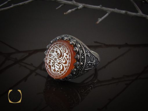 انگشتر عقیق یمن با حکاکی سبحان الحی قیوم مردانه - کد 10216 - تصویر 6