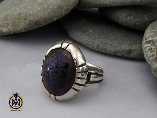 انگشتر حدید با حکاکی ان الحسین مصباح الهدی و سفینه النجاه مردانه - کد 10362 - تصویر 6