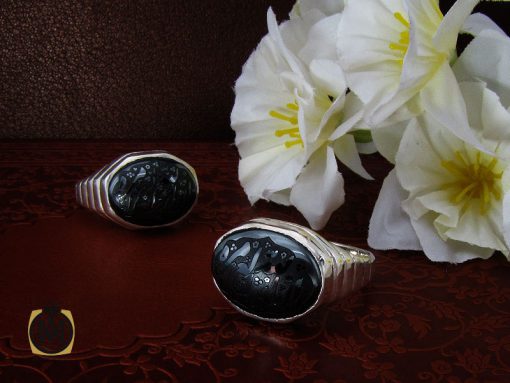 00 انگشتر حدید با حکاکی ان الله بالغ امره طرح صفوی مردانه - کد 10365 - تصویر 6