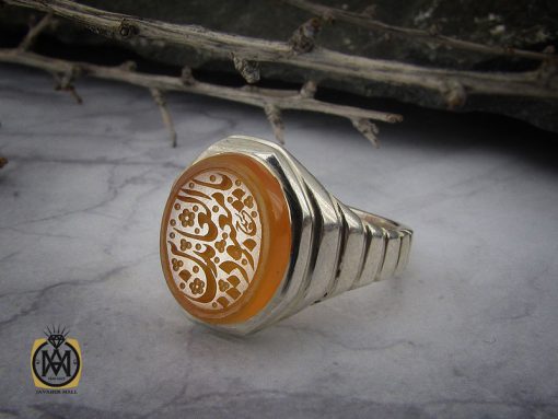 انگشتر عقیق یمن با حکاکی یا معبود العابدین مردانه - کد 10221 - تصویر 6