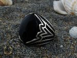 انگشتر عقیق مشکی مردانه - کد 10376 - تصویر 6