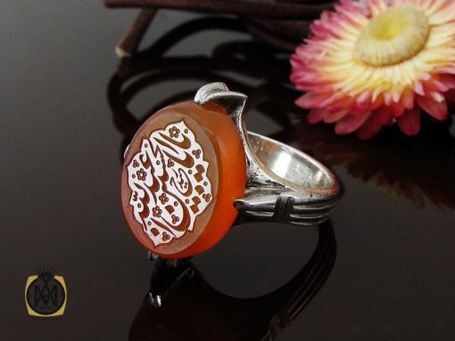 00 انگشتر عقیق یمن با حکاکی یا ابا عبد الله الحسین مردانه - کد 10382 - تصویر 6