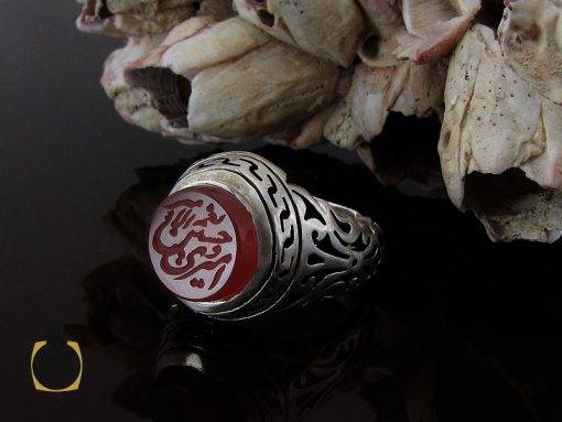 انگشتر عقیق یمن با حکاکی امیری حسین و نعم الامیر مردانه دست ساز - کد 10385 - تصویر 6