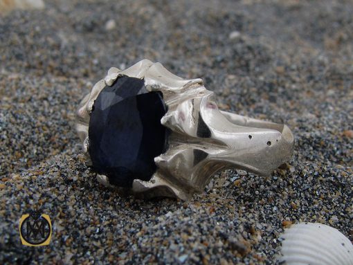 انگشتر یاقوت کبود مرغوب مردانه دست ساز - کد 10392 - تصویر 6