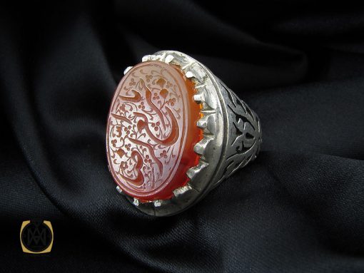 انگشتر عقیق یمن با حکاکی یا سریع الرضا مردانه - کد 10226 - تصویر 6