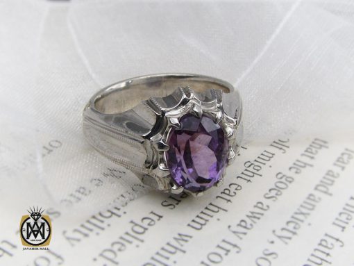 انگشتر آمتیست مرغوب مردانه هنر دست استاد باقرزاده - کد 10399 - تصویر 6