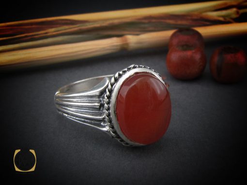 انگشتر عقیق یمن با حکاکی شرف الشمس مردانه - کد 10420 - تصویر 6