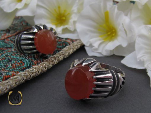 انگشتر عقیق یمن با حکاکی شرف الشمس مردانه - کد 10425 - تصویر 6