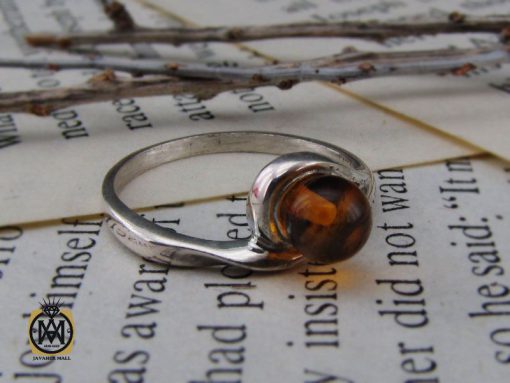 انگشتر کهربا لهستان طرح گلسان زنانه - کد 2154 - تصویر 6