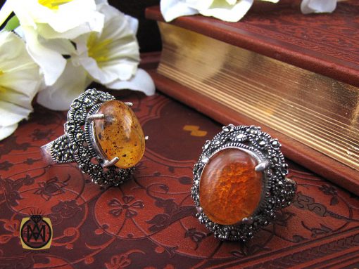 00 انگشتر کهربا لهستان طرح مهرآنا زنانه - کد 2157 - تصویر 7