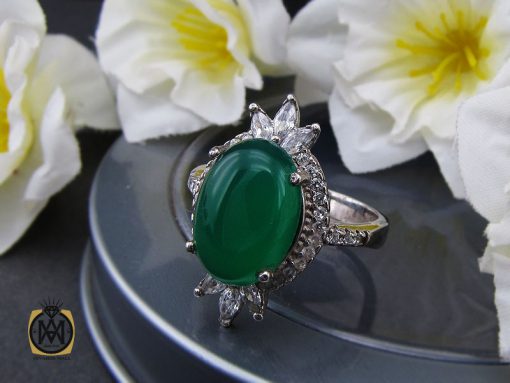 انگشتر عقیق سبز طرح رویا زنانه - کد 2166 - تصویر 6