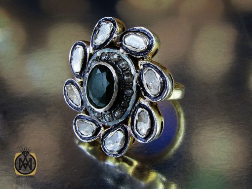 00 انگشتر الماس اصل و زمرد مرغوب طرح آدرینا زنانه - کد 2169 - تصویر 6