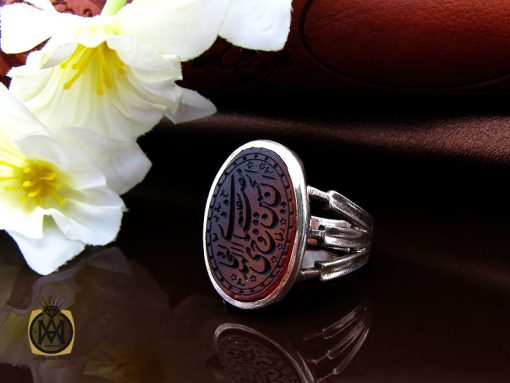 انگشتر عقیق یمن با حکاکی ان الحسین مصباح الهدی و سفینه النجاه دست ساز مردانه - کد 10236 - تصویر 6