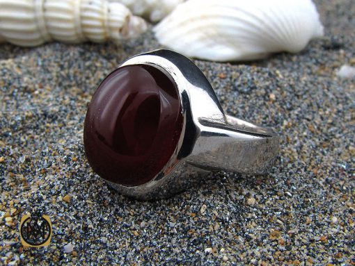 انگشتر عقیق یمن خوش رنگ مردانه دست ساز - کد 10239 - تصویر 6