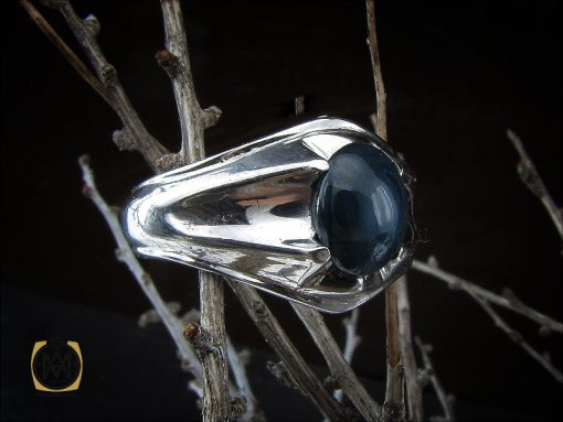 انگشتر یاقوت کبود استار مردانه - کد 10246 - تصویر 6