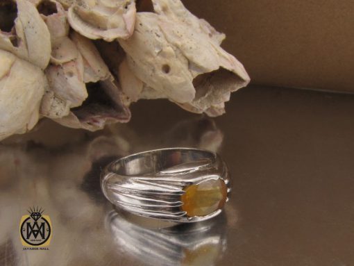 انگشتر یاقوت زرد خوش رنگ مردانه دست ساز - کد 10259 - تصویر 6